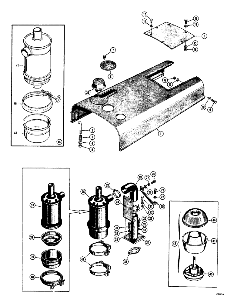 Схема запчастей Case 310G - (130) - HOOD AND AIR CLEANER - DIESEL (05) - UPPERSTRUCTURE CHASSIS