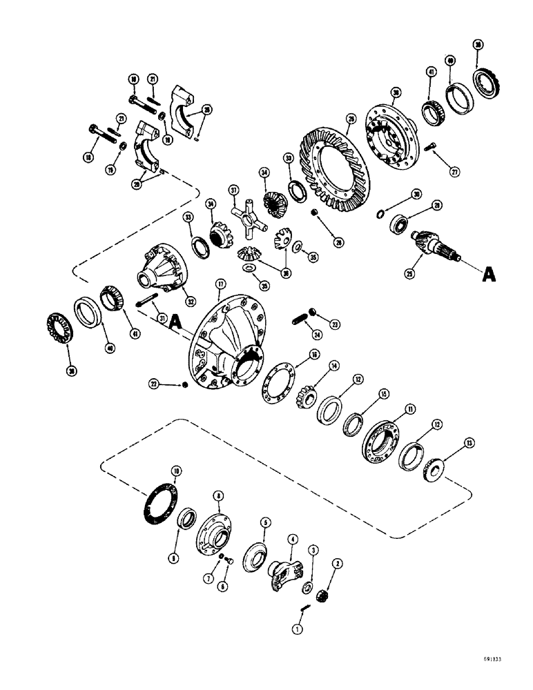 Схема запчастей Case W10C - (178) - L15393 FRONT RIGID AXLE, DIFFERENTIAL (06) - POWER TRAIN