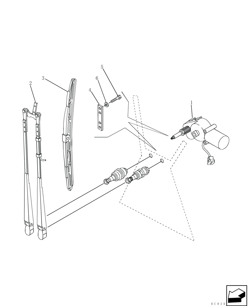 Схема запчастей Case 850K - (04-25) - WIPER, FRONT - CAB (04) - ELECTRICAL SYSTEMS