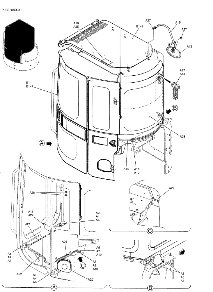 Схема запчастей Case CX50B - (05-006) - CAB INSTAL (COOLER) (PW02C00073F1) OPTIONAL PARTS