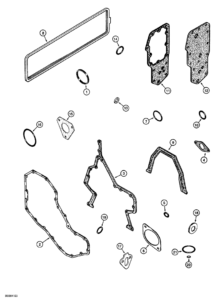 Схема запчастей Case 1150G - (2-051A) - GASKET KIT, 6T-590 EMISSIONS CERTIFIED ENGINE, JJG0218023 AND JJG0218479 AND AFTER, CYLINDER BLOCK (01) - ENGINE