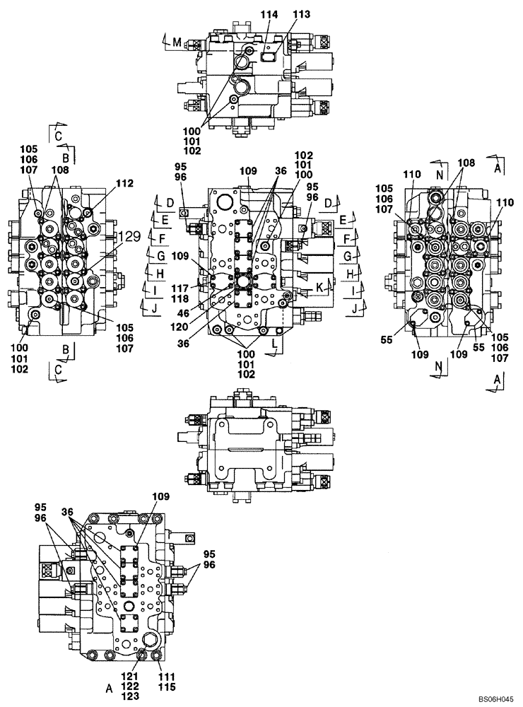 Схема запчастей Case CX210LR - (08-40A) - VALVE ASSY - CONTROL (08) - HYDRAULICS