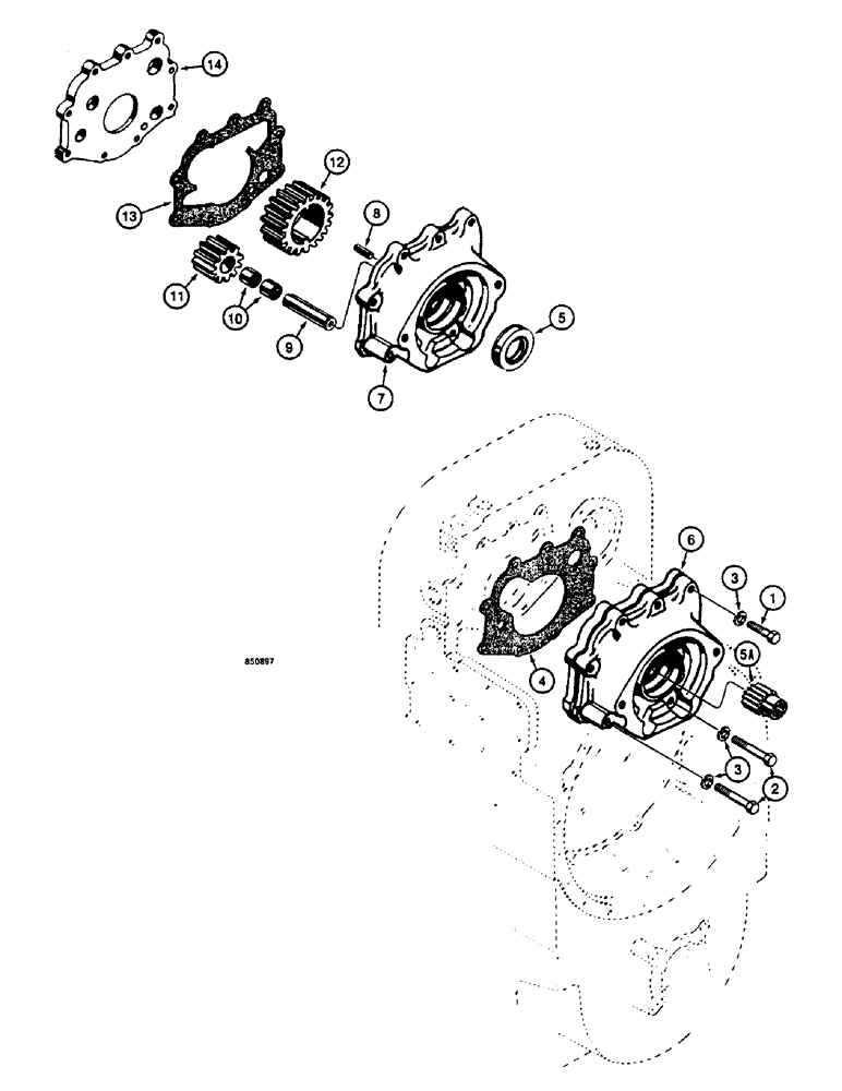 Схема запчастей Case W14 - (308) - TRANSMISSION, CHARGING PUMP (06) - POWER TRAIN