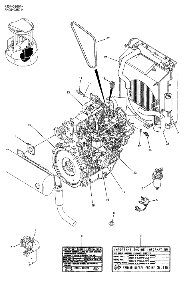 Схема запчастей Case CX50B - (02-005) - ENGINE ASSEMBLY (05) - SUPERSTRUCTURE