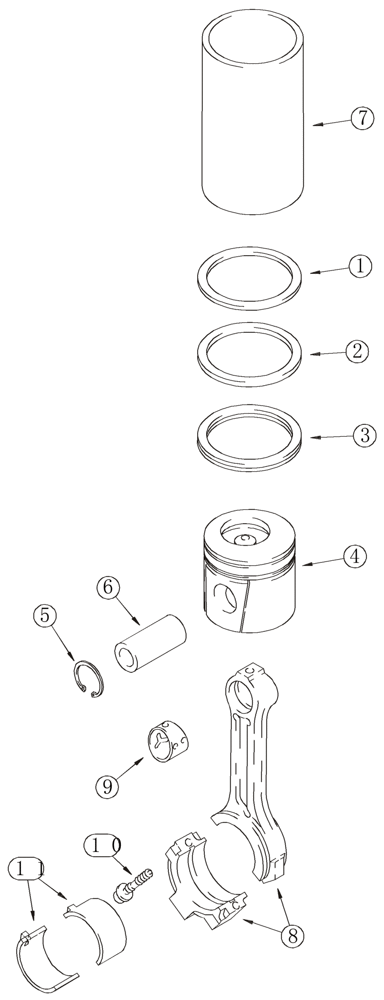 Схема запчастей Case 6030 - (02-19) - PISTONS CONNECTING RODS 6T-590 EPA TIER 1 EMISSIONS CERTIFIED ENGINE (02) - ENGINE