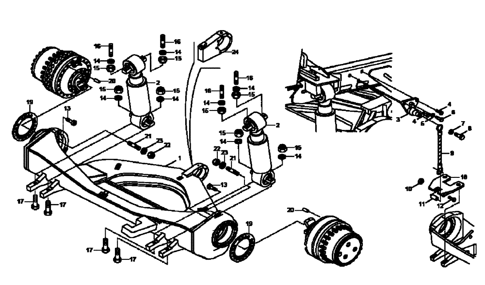 Схема запчастей Case 335B - (38A00000727[001]) - SUSPENSION, FRONT (P.I.N. HHD0335BN8PG58147 AND AFTER) (84236898) (09) - Implement / Hydraulics / Frame / Brakes