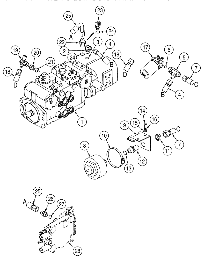 Схема запчастей Case 90XT - (06-04) - HYDROSTATICS PUMP, SUPPLY AND RETURN, NORTH AMERICAN MODELS JAF0320050-, EUROPEAN MODELS JAF0274262- (06) - POWER TRAIN