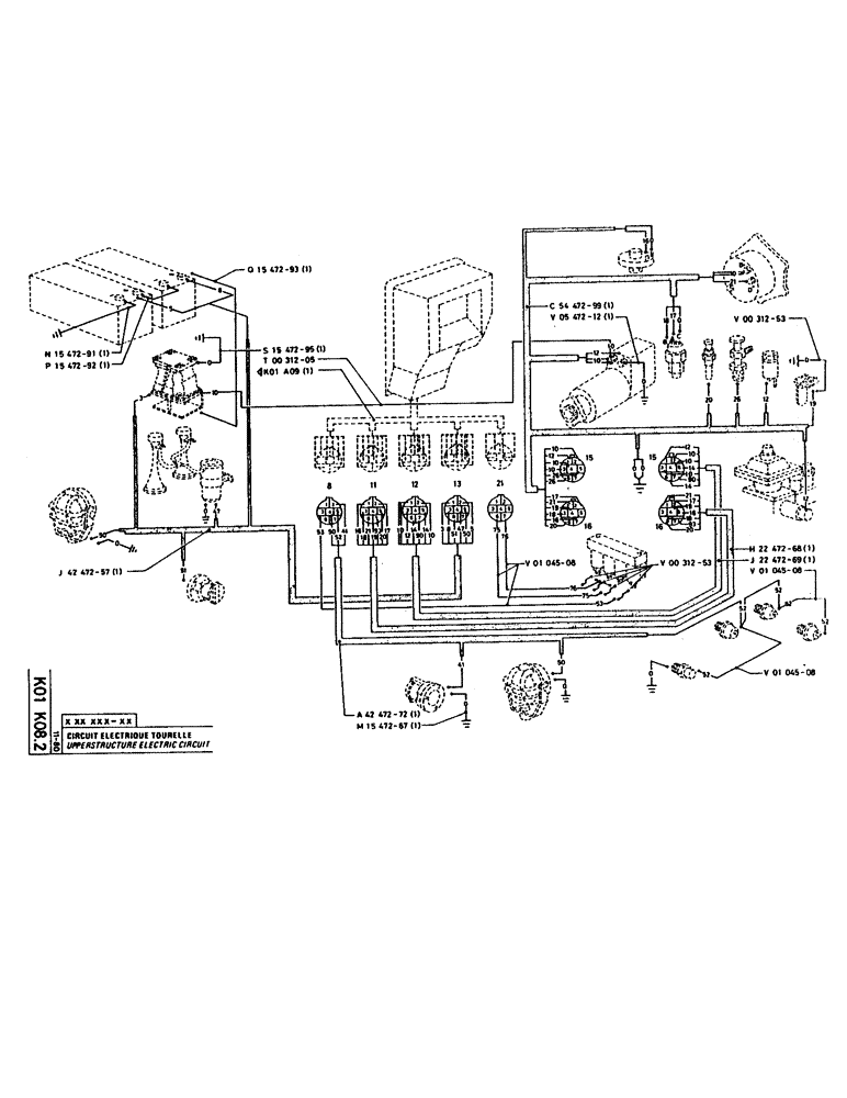 Схема запчастей Case 160CL - (250) - UPPERSTRUCTURE ELECTRIC CIRCUIT (06) - ELECTRICAL SYSTEMS