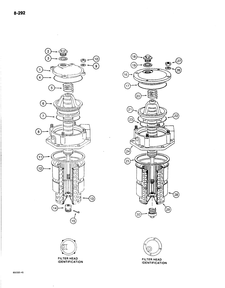 Схема запчастей Case 170B - (8-292) - HYDRAULIC OIL FILTER, P.I.N. 74341 THROUGH 74456 (08) - HYDRAULICS