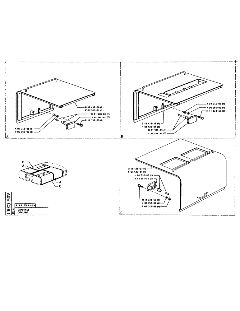 Схема запчастей Case 160CL - (011) - COWLING (05) - UPPERSTRUCTURE CHASSIS