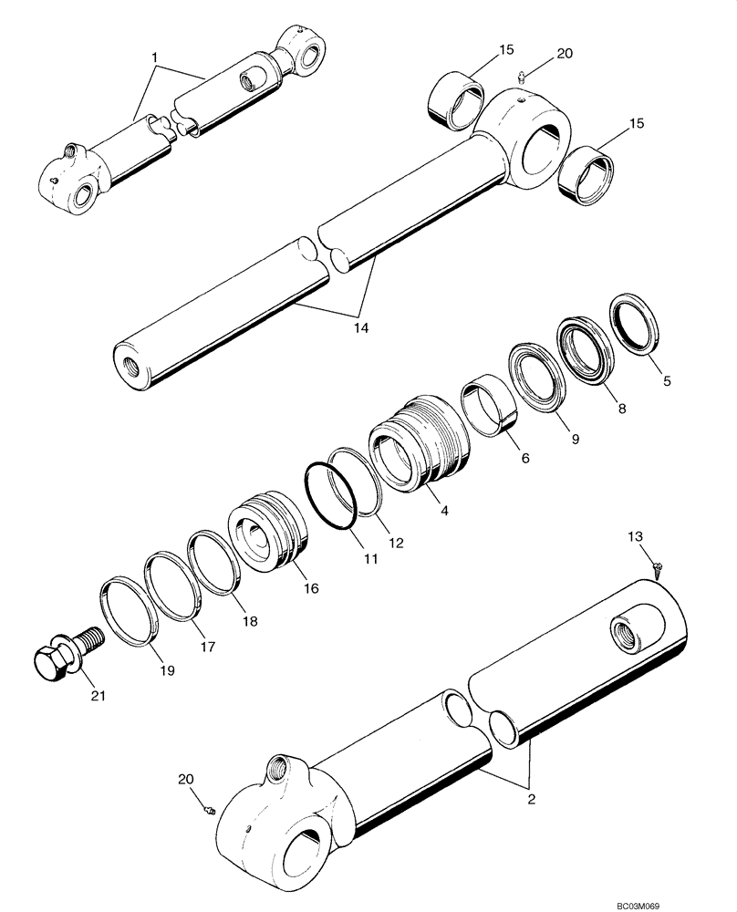 Схема запчастей Case 580SM - (08-69) - CYLINDER ASSY - BACKHOE BUCKET (08) - HYDRAULICS