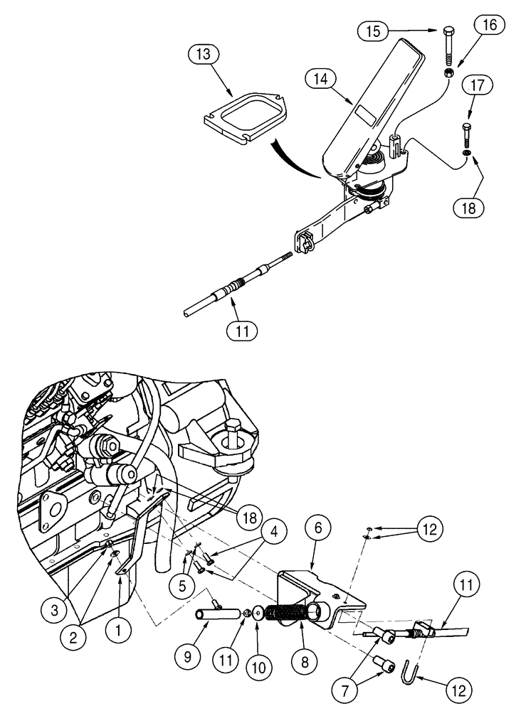 Схема запчастей Case 521D - (03-01) - CONTROLS - THROTTLE, FOOT (03) - FUEL SYSTEM