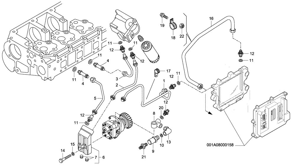 Схема запчастей Case 335B - (01A13030160[001]) - INSTALL, FUEL SYSTEM (87363402) (01) - ENGINE