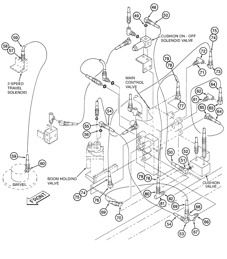 Схема запчастей Case 9020 - (8-046) - PILOT SIGNAL LINES, CONTINUED, FUNCTION SIGNAL LINES, COMBINED FLOW (08) - HYDRAULICS