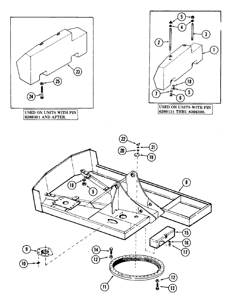 Схема запчастей Case 35 - (042) - TURNTABLE, COUNTERWEIGHT, BEARING AND ATTACHING PARTS (39) - FRAMES AND BALLASTING