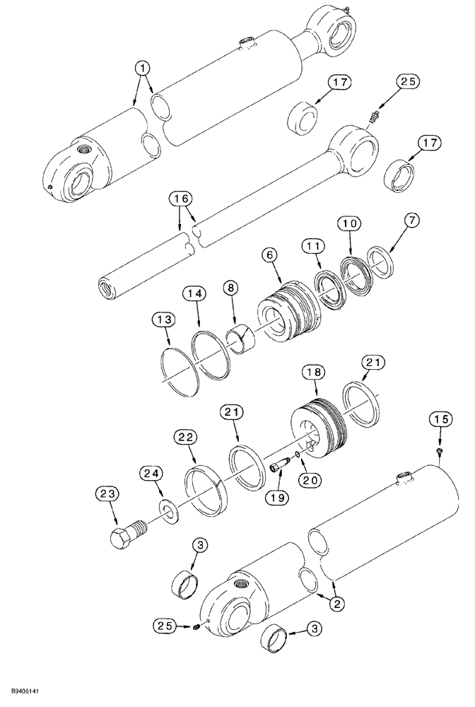 Схема запчастей Case 580SL - (8-136) - BACKHOE BOOM CYLINDER WITH TUBE EYE BUSHINGS (08) - HYDRAULICS