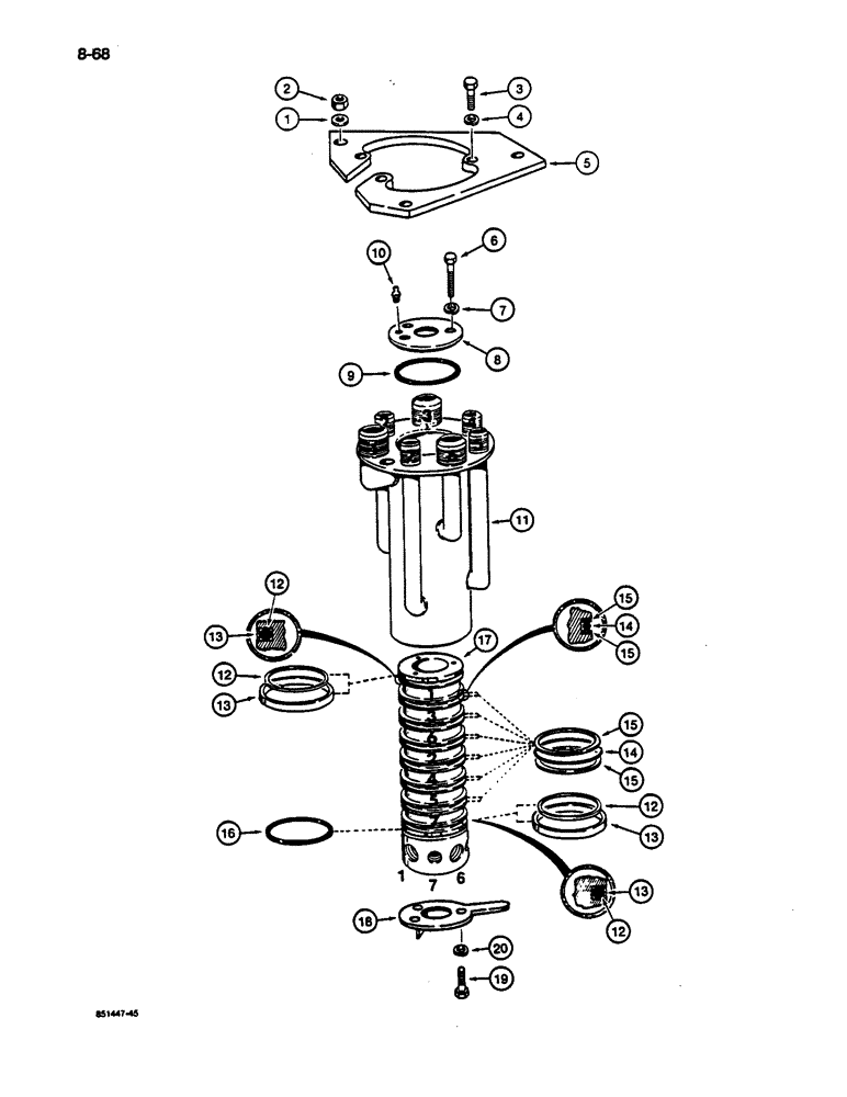 Схема запчастей Case 1187C - (8-68) - SEVEN PORT SWIVEL AND RELATED PARTS (08) - HYDRAULICS