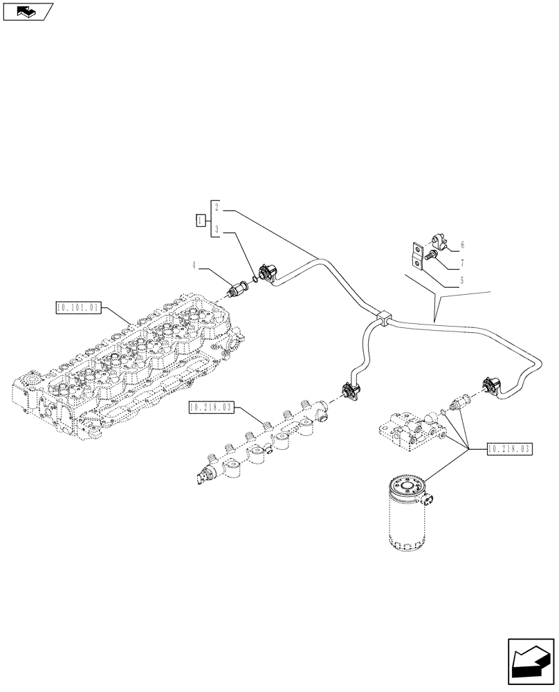 Схема запчастей Case 921F - (10.215.05) - FUEL INJECTION SYSTEM - DRAIN LINE (10) - ENGINE