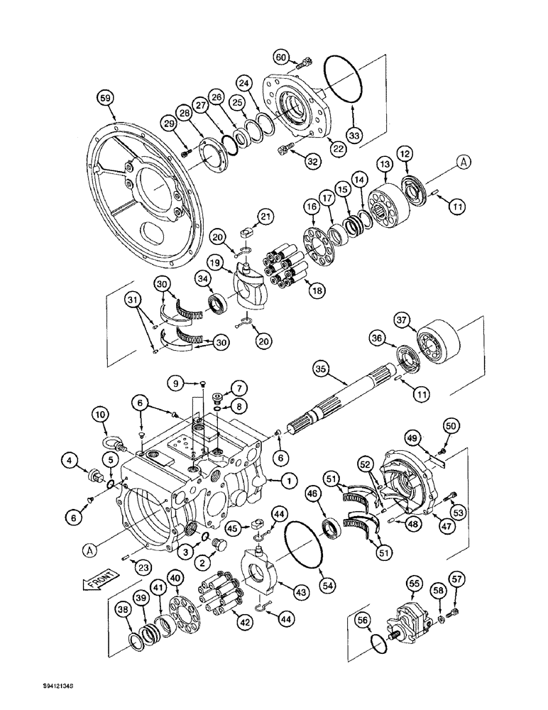 Схема запчастей Case 9010B - (8-092) - HYDRAULIC PUMP ASSEMBLY (08) - HYDRAULICS