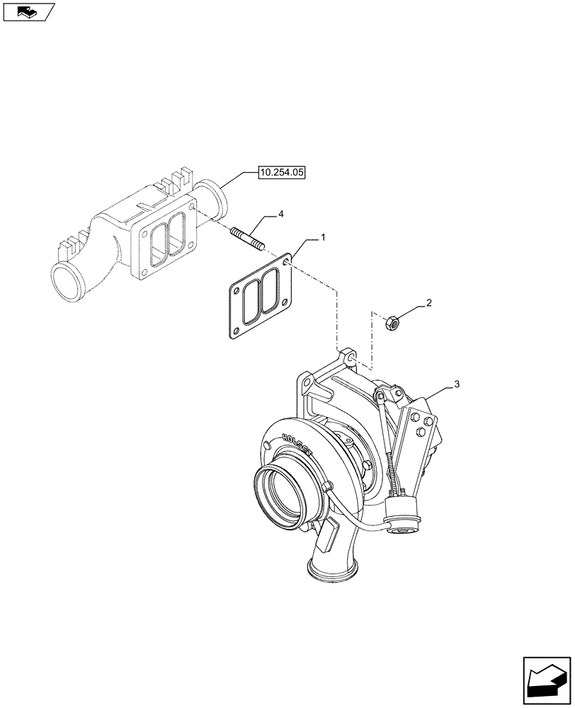 Схема запчастей Case F2CE9684P E024 - (10.250.01) - TURBOCHARGER & RELATED PARTS (504294651) (10) - ENGINE