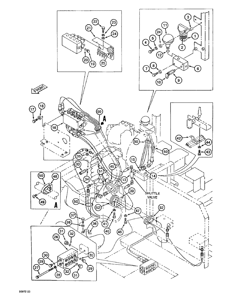 Схема запчастей Case 9020B - (8-038) - PILOT COMPONENT MOUNTING AND HOSE SUPPORTS (08) - HYDRAULICS