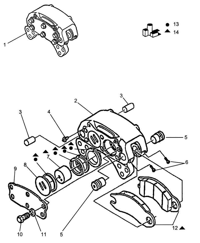 Схема запчастей Case 325 - (3.400A[08A]) - BRAKE SYSTEM - BRAKE CALIPER (09) - Implement / Hydraulics / Frame / Brakes