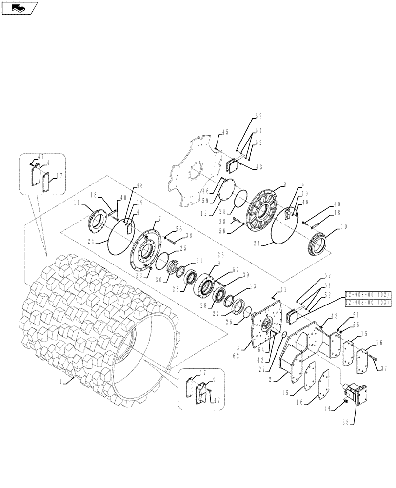 Схема запчастей Case SV216 - (75.200.09[01]) - DRUM, PAD FOOT VIBRATORY (UNTIL P.I.N. DDD001212) (GROUP 13) (ND122693) (75) - SOIL PREPARATION