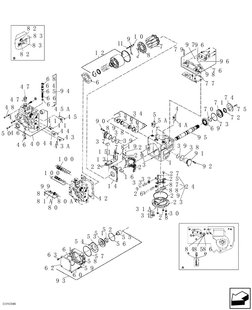 Схема запчастей Case SV212 - (10-012-00[01]) - HYDRAULICS - PUMP -TRAVEL (ND090919) (08) - HYDRAULICS