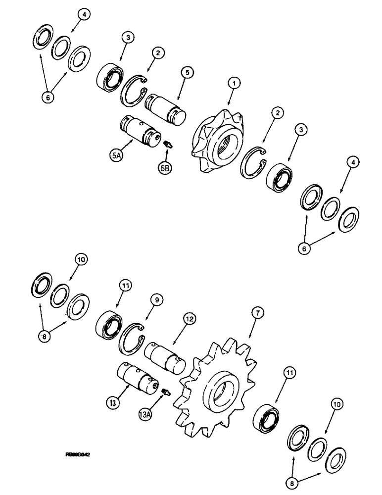 Схема запчастей Case 660 - (9-056) - IDLER AND BOOM END SPROCKETS, FOR ALL TRENCHER EXCEPT INTEGRAL QUAD, IDLER SPROCKET (09) - CHASSIS/ATTACHMENTS