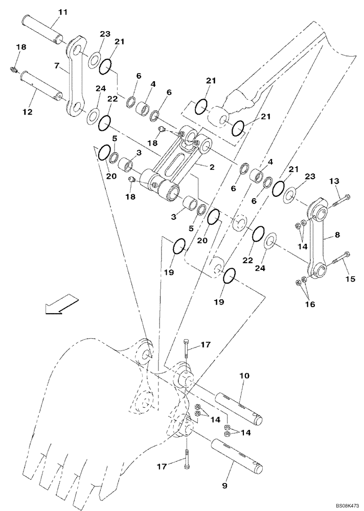 Схема запчастей Case CX800 - (09-350-00[01]) - BUCKET CONTROL - STANDARD (09) - CHASSIS