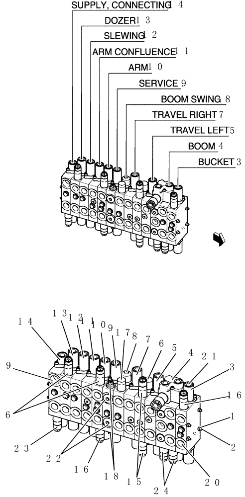 Схема запчастей Case CX50B - (HC001) - VALVE ASSY, CONTROL (35) - HYDRAULIC SYSTEMS