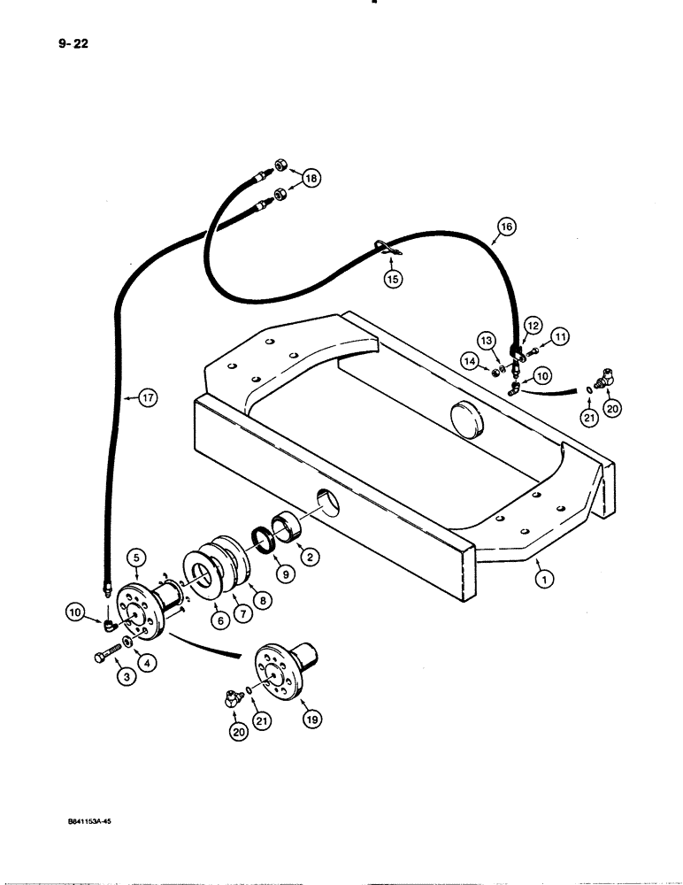 Схема запчастей Case W30 - (9-22) - TRUNNION AND LUBRICATION LINES (09) - CHASSIS/ATTACHMENTS