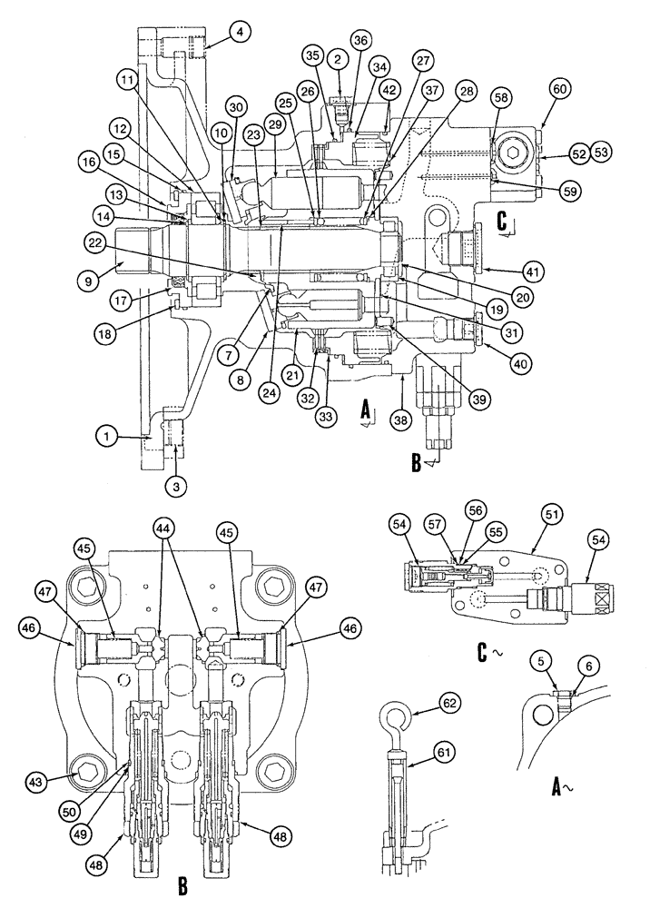 Схема запчастей Case 9050B - (8-168) - SWING MOTOR ASSEMBLY (08) - HYDRAULICS