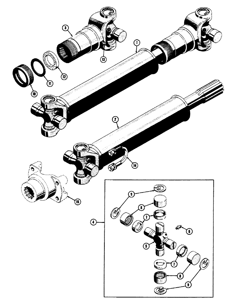 Схема запчастей Case 800 - (110) - UNIVERSAL SHAFT ASSY., (USED FROM SERIAL #7081372) (03) - TRANSMISSION