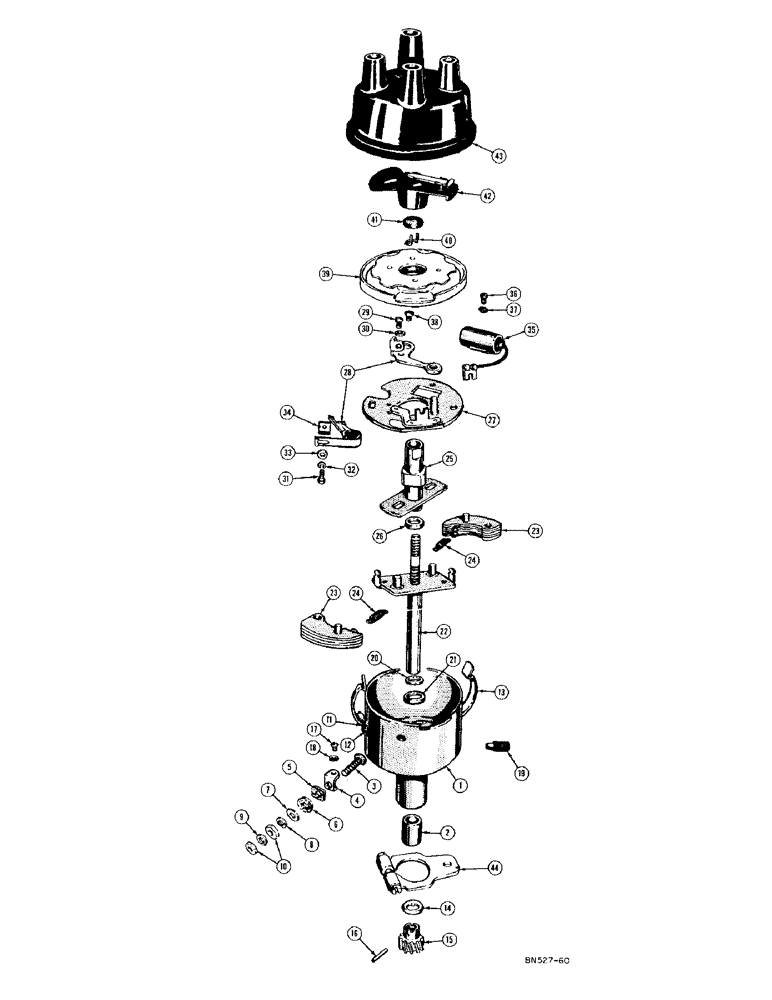 Схема запчастей Case 420C - (040) - G11051 DISTRIBUTOR (AUTO-LITE NO. 1AD-6003-2J) (06) - ELECTRICAL SYSTEMS