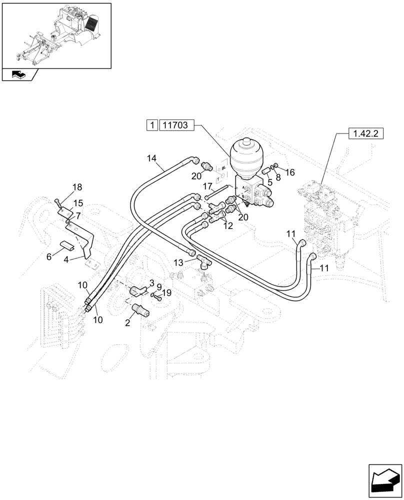 Схема запчастей Case 21E - (117[01]) - MACHINE HYDRAULIC FLOATING SYSTEM (OLS) (18) - VARIATIONS