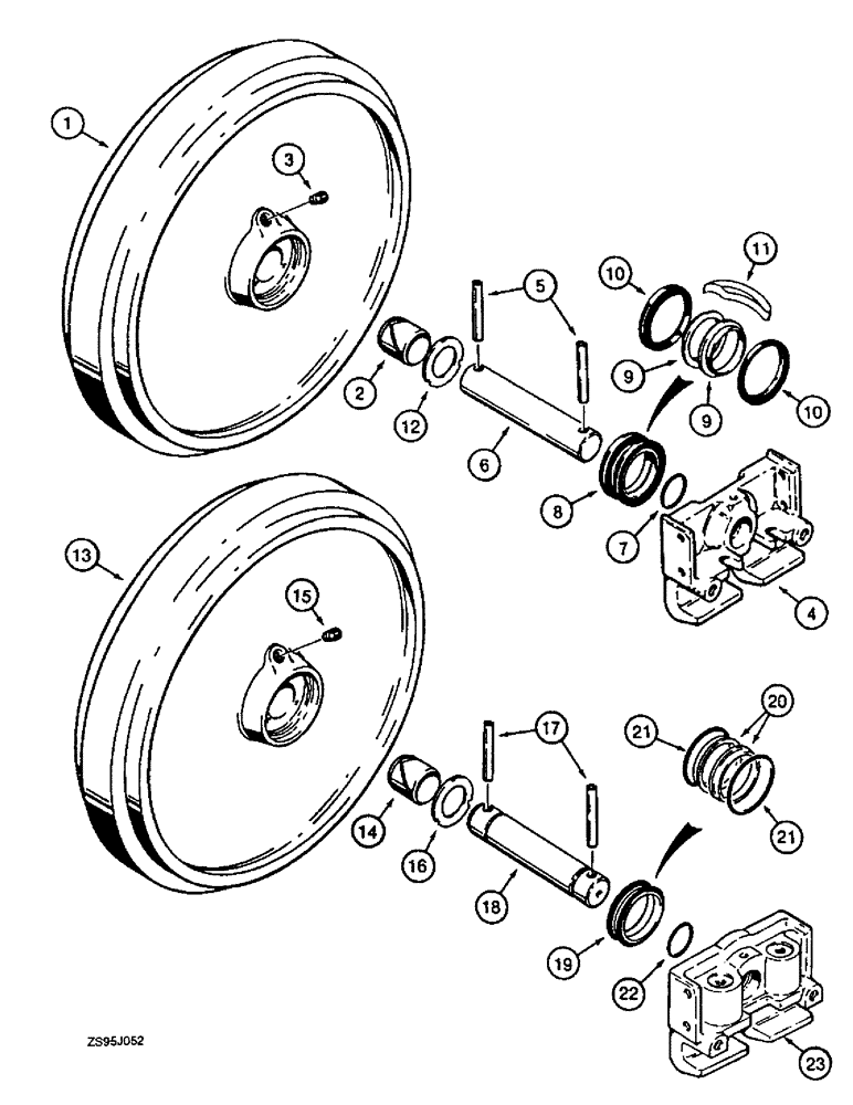 Схема запчастей Case 550E - (5-06) - IDLER ASSEMBLIES, R52404 IDLER ASSEMBLY, LGP 64 INCH GAUGE MODELS (11) - TRACKS/STEERING