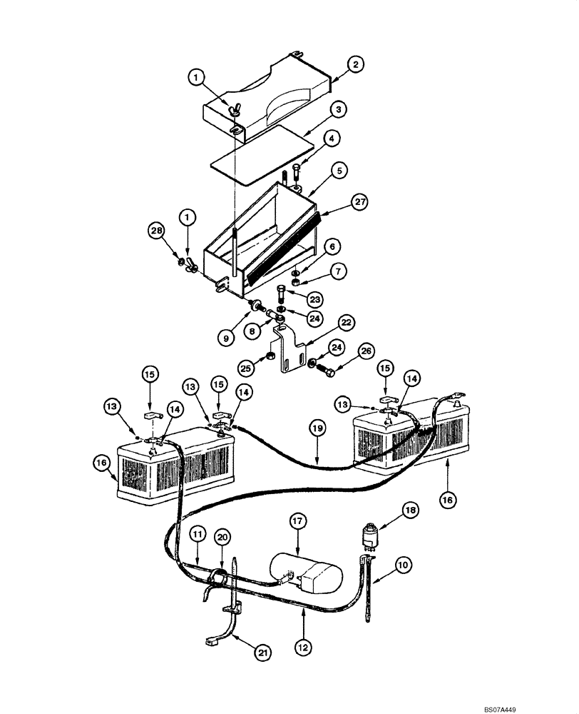 Схема запчастей Case 885 - (04.11[00]) - ELECTRIC SYSTEM - BATTERY (04) - ELECTRICAL SYSTEMS