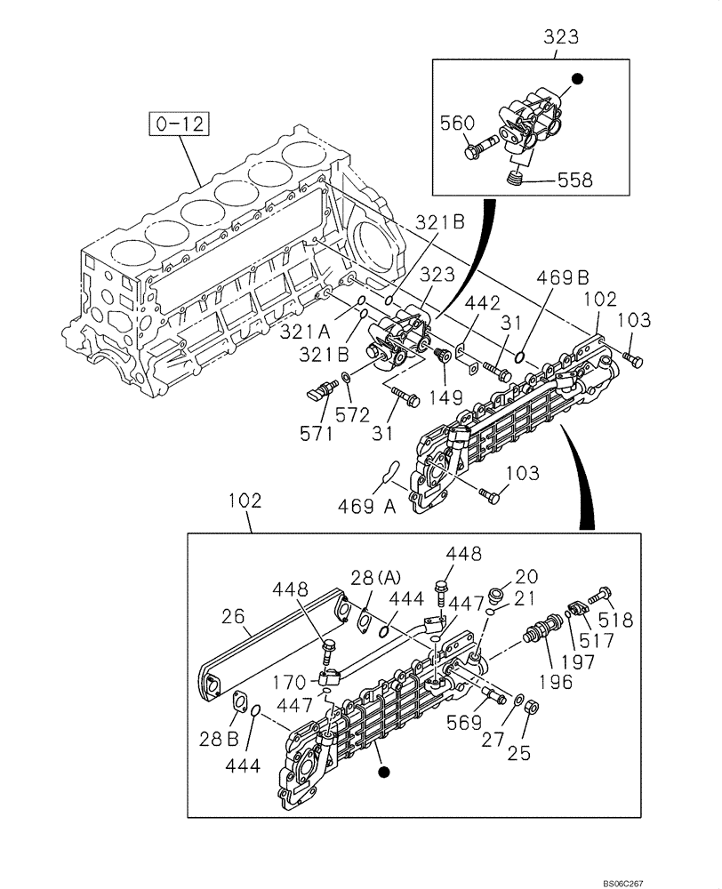 Схема запчастей Case CX350B - (02-28) - OIL COOLER - ENGINE (02) - ENGINE