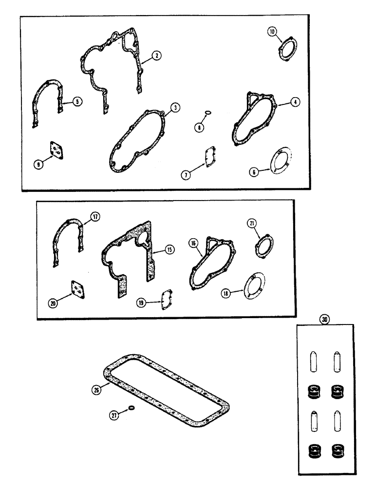 Схема запчастей Case 430CK - (028) - CYLINDER BLOCK GASKET KIT, (188) DIESEL ENGINE 