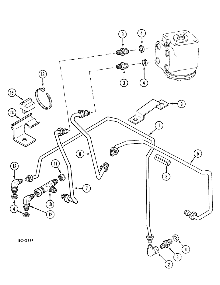 Схема запчастей Case 380B - (5-126) - STEERING PIPES, REAR, FORWARD AND REVERSE TRANSMISSION, P.I.N. 18001 AND AFTER (05) - STEERING