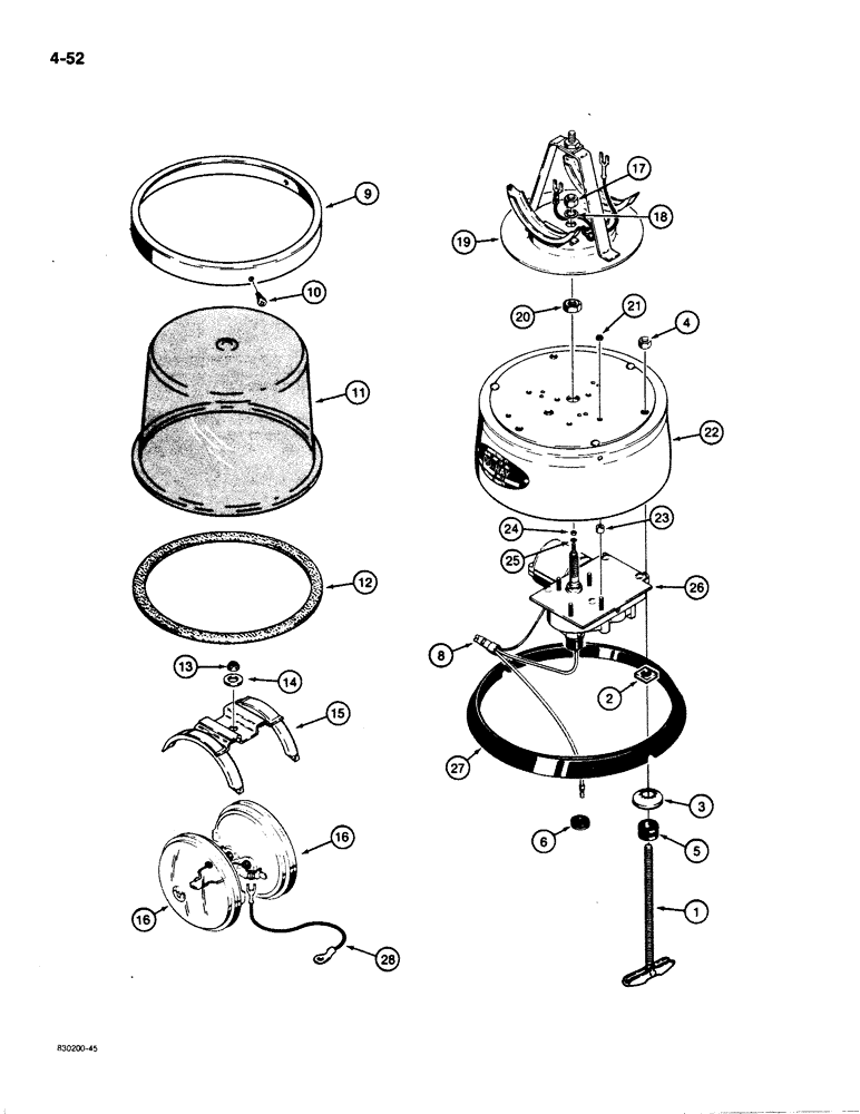 Схема запчастей Case 480E - (4-52) - ROTATING BEACON (04) - ELECTRICAL SYSTEMS