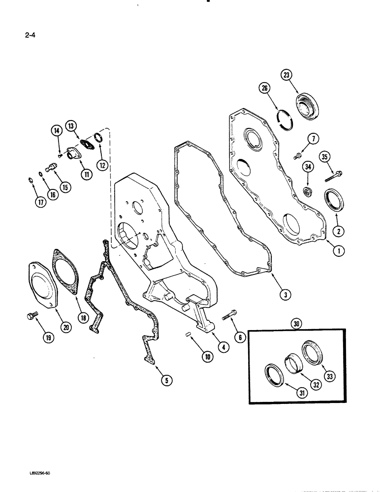 Схема запчастей Case 455C - (2-04) - FRONT GEAR COVER, 4-390 ENGINE, 4T-390 ENGINE (02) - ENGINE