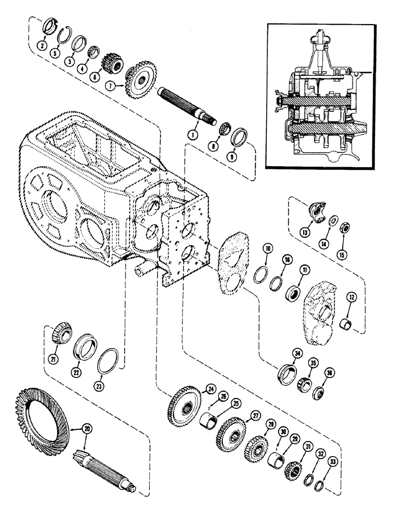 Схема запчастей Case 680CK - (102) - MANUAL TRANSMISSION MAIN SHAFT (21) - TRANSMISSION