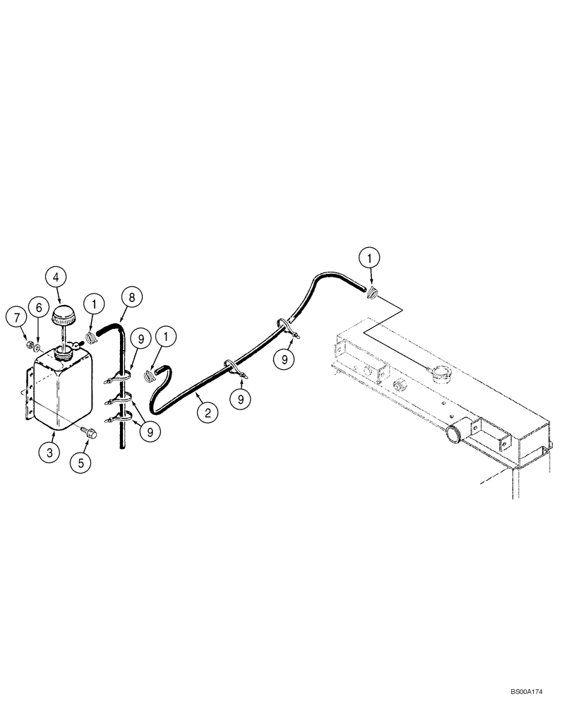 Схема запчастей Case 1150H_IND - (02-05) - COOLANT RECOVERY SYSTEM (02) - ENGINE