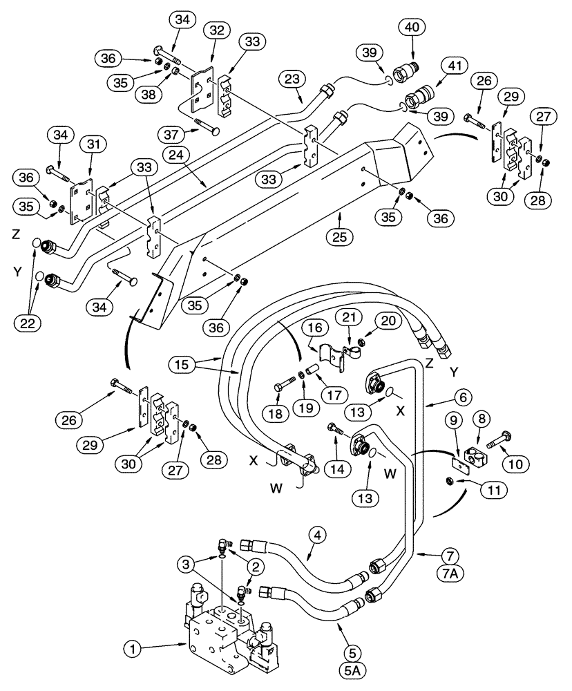 Схема запчастей Case 90XT - (08-47) - HYDRAULICS, ATTACHMENT HIGH FLOW, GEAR, NORTH AMERICAN MODELS -JAF0320049, EUR. MODELS -JAF0274261 (08) - HYDRAULICS