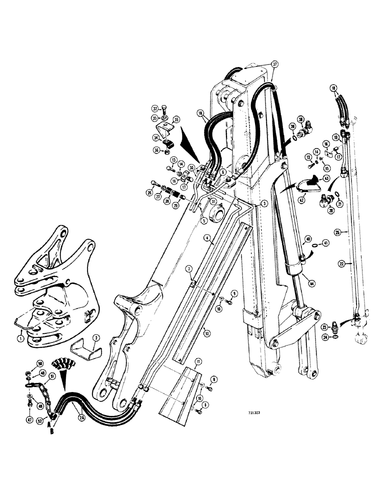 Схема запчастей Case 35 - (234) - HYDRAULICS, EXTENDAHOE-4 WITH CASE AND CESSNA CONTROL VALVES STARTING W/NO.5251151 