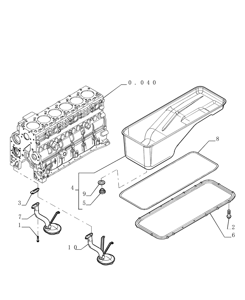 Схема запчастей Case 1850K - (0.042[01]) - ENGINE OIL SUMP (01) - ENGINE