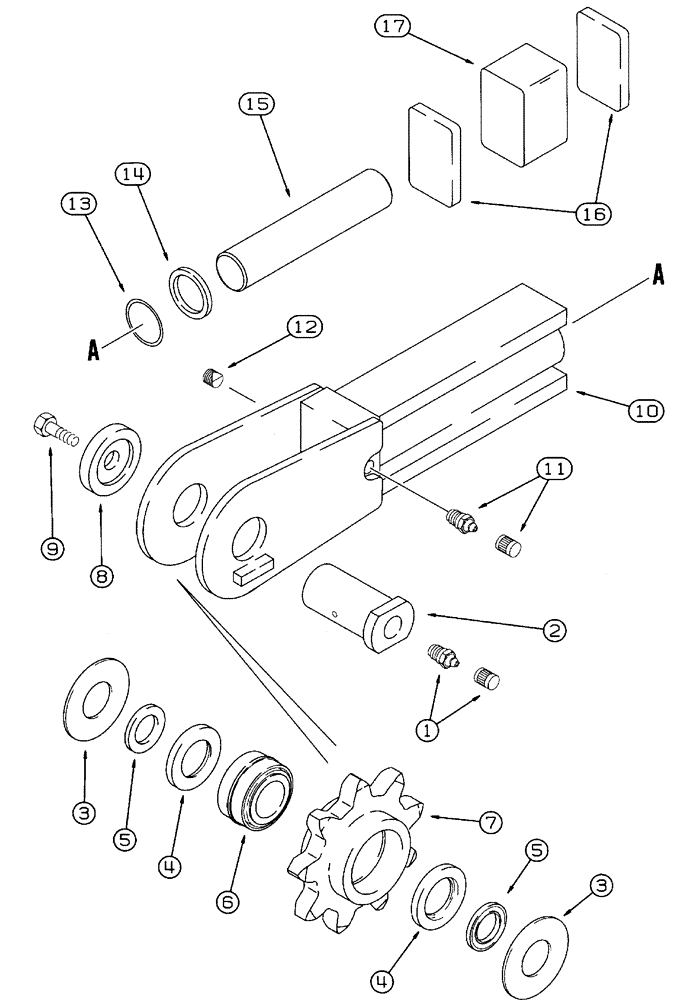 Схема запчастей Case 460 - (9-54) - TRENCHER BOOM END AND SPROCKET, LATE PRODUCTION, STANDARD BOOM (09) - CHASSIS/ATTACHMENTS