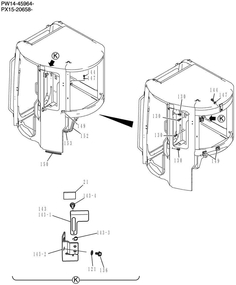 Схема запчастей Case CX31B - (180-01[5]) - CAB ASSEMBLY (00) - GENERAL & PICTORIAL INDEX